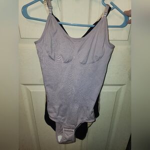 Purple, Black, And Beige Bodysuit